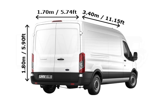 Large Van with Mover in London - Back View Dimension