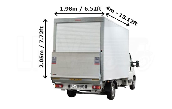 Luton Van with Mover in London - Back View Dimension