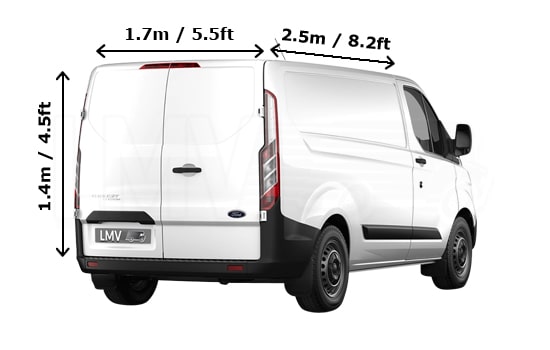 Medium Van with Mover in London - Back View Dimension