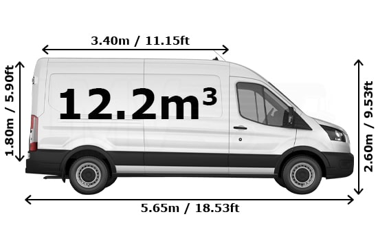 Large Van with Mover in London - Side View Dimension