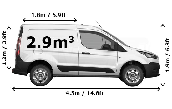 Small Van with Mover in London - Side View Dimension